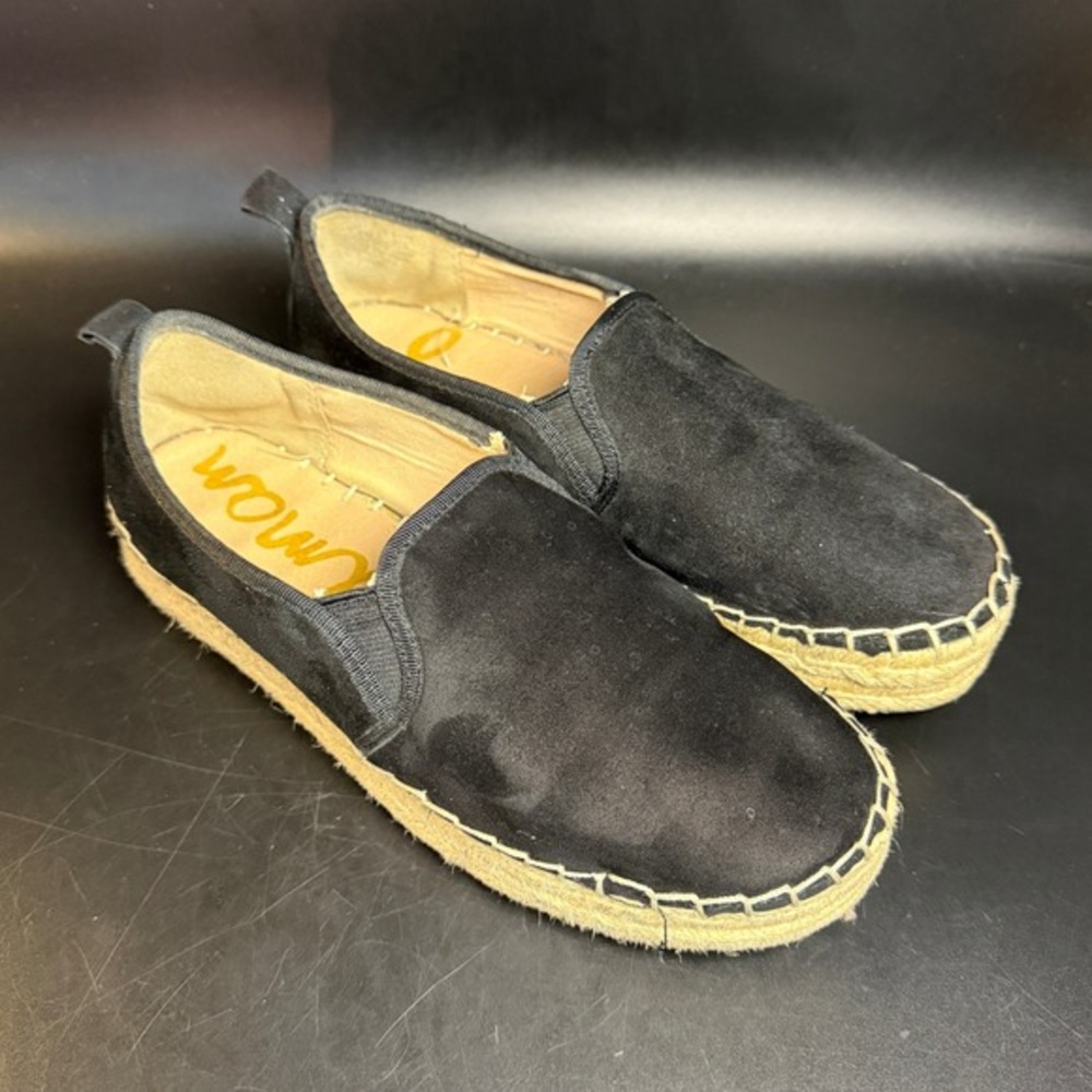 Sam Edelman Khloe Black Suede Espadrille Flats Womens 7.5M
